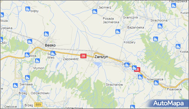 mapa Zarszyn, Zarszyn na mapie Targeo