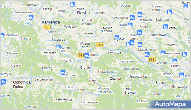 mapa Zarzecze gmina Łącko, Zarzecze gmina Łącko na mapie Targeo