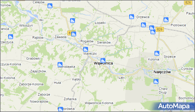 mapa Zarzeka gmina Wąwolnica, Zarzeka gmina Wąwolnica na mapie Targeo