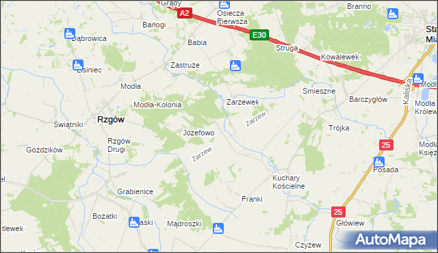 mapa Zarzew gmina Rzgów, Zarzew gmina Rzgów na mapie Targeo