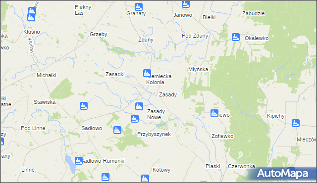 mapa Zasady gmina Świedziebnia, Zasady gmina Świedziebnia na mapie Targeo