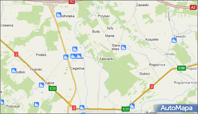 mapa Zaścianki gmina Międzyrzec Podlaski, Zaścianki gmina Międzyrzec Podlaski na mapie Targeo