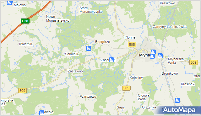 mapa Zaścianki gmina Młynary, Zaścianki gmina Młynary na mapie Targeo