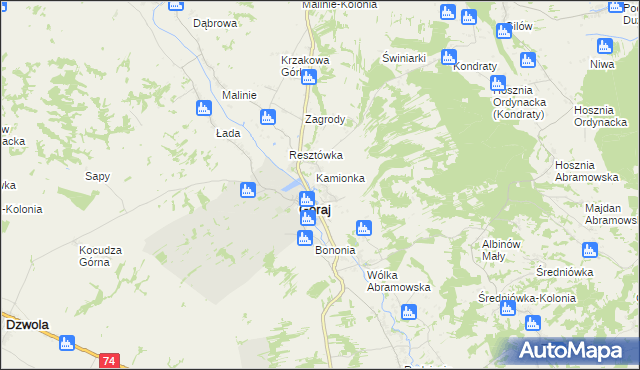 mapa Zastawie gmina Goraj, Zastawie gmina Goraj na mapie Targeo