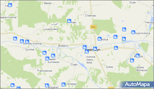 mapa Zastawie gmina Kraśniczyn, Zastawie gmina Kraśniczyn na mapie Targeo