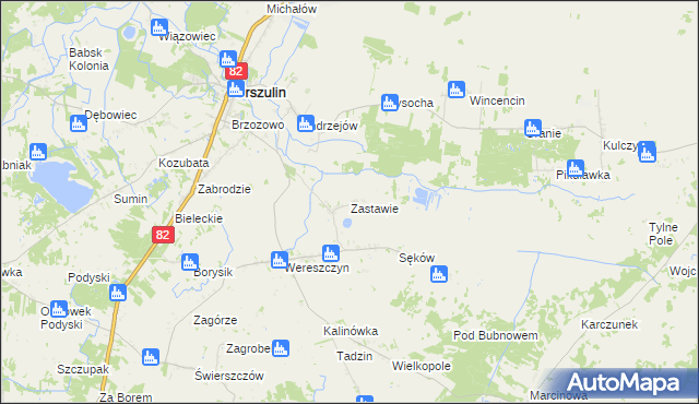 mapa Zastawie gmina Urszulin, Zastawie gmina Urszulin na mapie Targeo