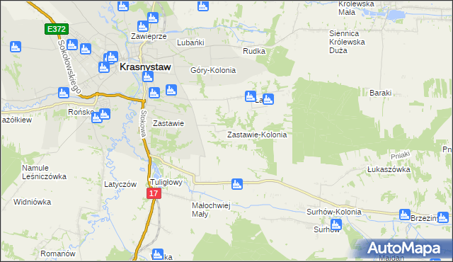 mapa Zastawie-Kolonia, Zastawie-Kolonia na mapie Targeo