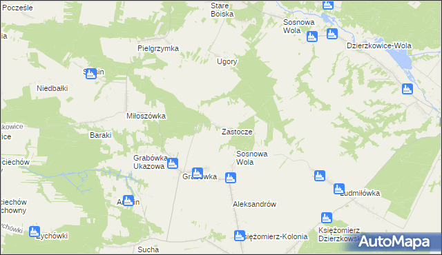 mapa Zastocze gmina Annopol, Zastocze gmina Annopol na mapie Targeo