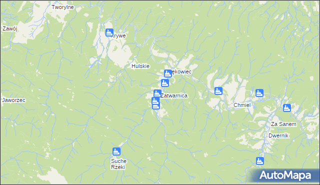 mapa Zatwarnica, Zatwarnica na mapie Targeo