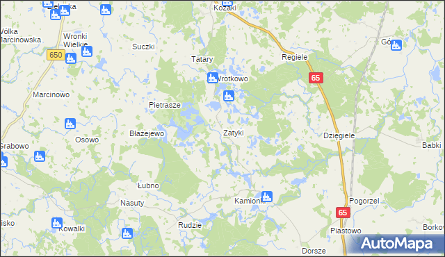 mapa Zatyki gmina Gołdap, Zatyki gmina Gołdap na mapie Targeo