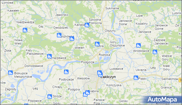 mapa Zawada Lanckorońska, Zawada Lanckorońska na mapie Targeo