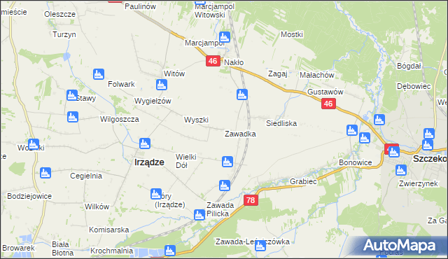 mapa Zawadka gmina Irządze, Zawadka gmina Irządze na mapie Targeo