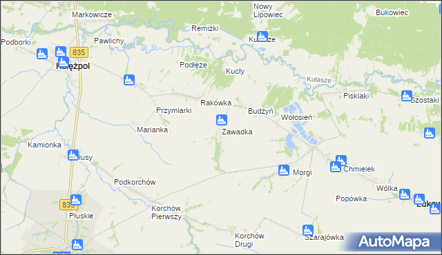 mapa Zawadka gmina Księżpol, Zawadka gmina Księżpol na mapie Targeo