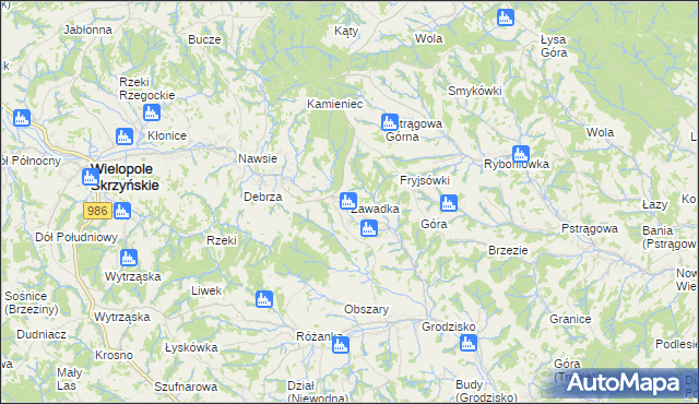 mapa Zawadka gmina Strzyżów, Zawadka gmina Strzyżów na mapie Targeo