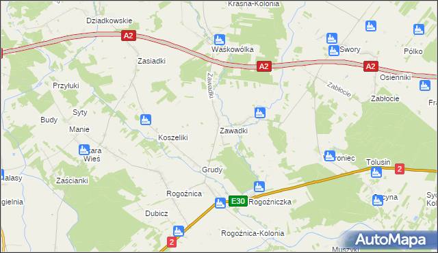 mapa Zawadki gmina Międzyrzec Podlaski, Zawadki gmina Międzyrzec Podlaski na mapie Targeo