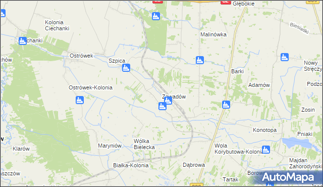 mapa Zawadów gmina Puchaczów, Zawadów gmina Puchaczów na mapie Targeo