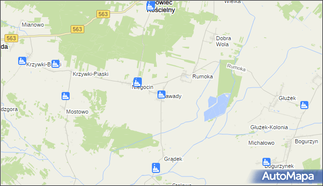 mapa Zawady gmina Lipowiec Kościelny, Zawady gmina Lipowiec Kościelny na mapie Targeo