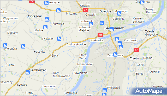 mapa Zawisełcze, Zawisełcze na mapie Targeo