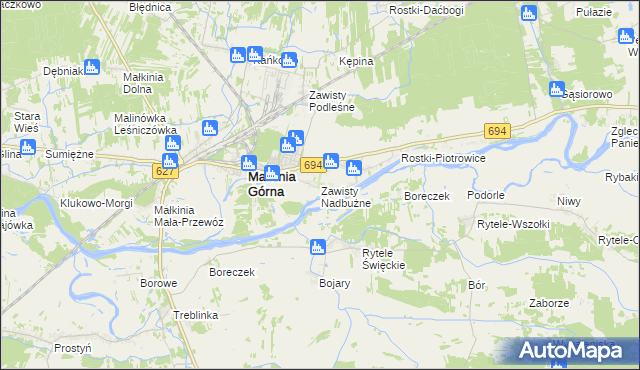 mapa Zawisty Nadbużne, Zawisty Nadbużne na mapie Targeo