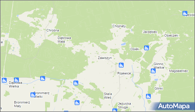 mapa Zawiszyn gmina Rojewo, Zawiszyn gmina Rojewo na mapie Targeo