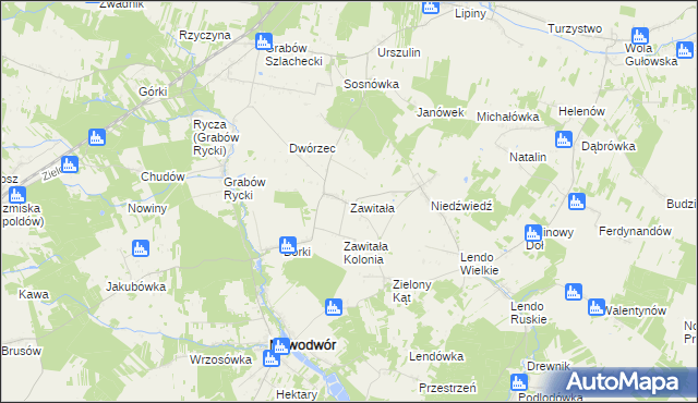 mapa Zawitała, Zawitała na mapie Targeo