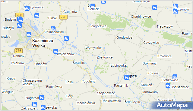 mapa Zbeltowice, Zbeltowice na mapie Targeo