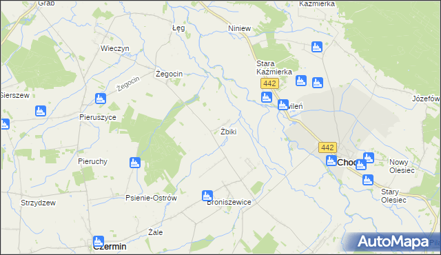 mapa Żbiki gmina Czermin, Żbiki gmina Czermin na mapie Targeo