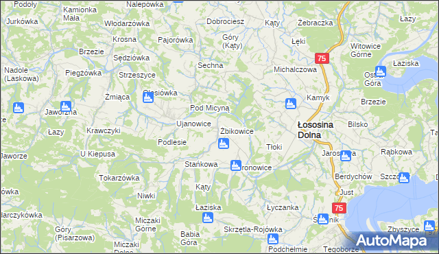 mapa Żbikowice, Żbikowice na mapie Targeo