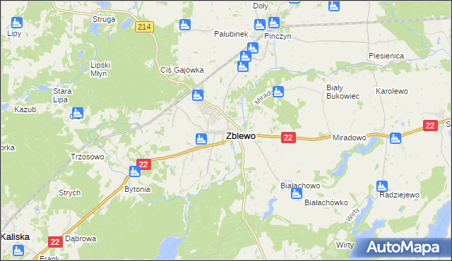 mapa Zblewo, Zblewo na mapie Targeo