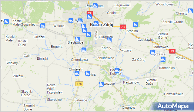 mapa Zbludowice, Zbludowice na mapie Targeo