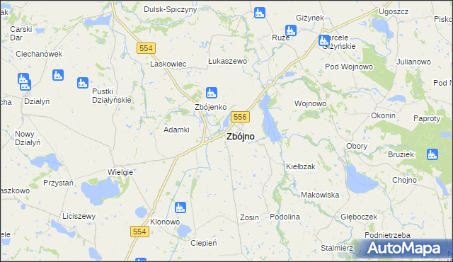 mapa Zbójno powiat golubsko-dobrzyński, Zbójno powiat golubsko-dobrzyński na mapie Targeo