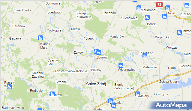 mapa Zborów gmina Solec-Zdrój, Zborów gmina Solec-Zdrój na mapie Targeo