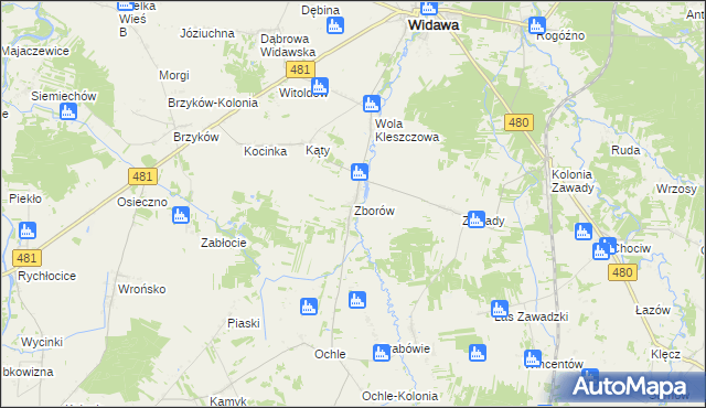 mapa Zborów gmina Widawa, Zborów gmina Widawa na mapie Targeo