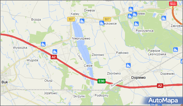 mapa Zborowo, Zborowo na mapie Targeo