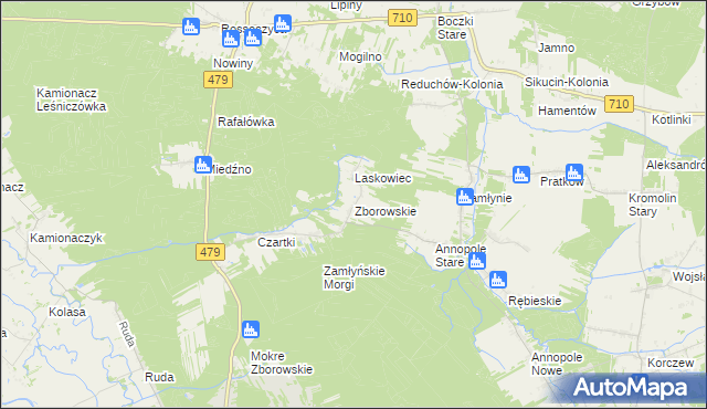 mapa Zborowskie gmina Zduńska Wola, Zborowskie gmina Zduńska Wola na mapie Targeo