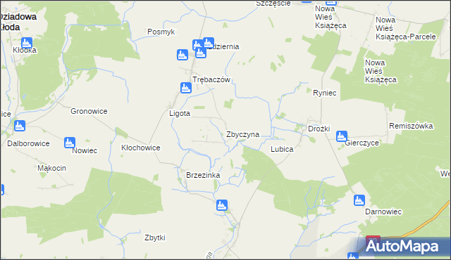 mapa Zbyczyna, Zbyczyna na mapie Targeo