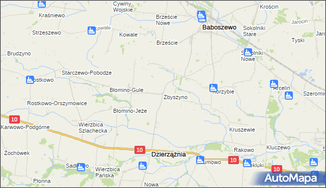 mapa Zbyszyno, Zbyszyno na mapie Targeo