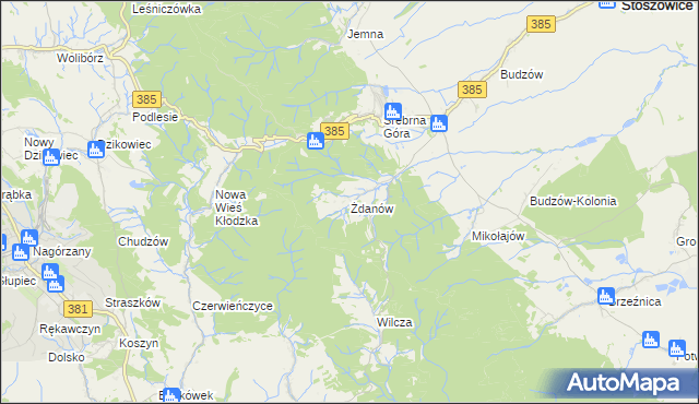 mapa Żdanów gmina Stoszowice, Żdanów gmina Stoszowice na mapie Targeo