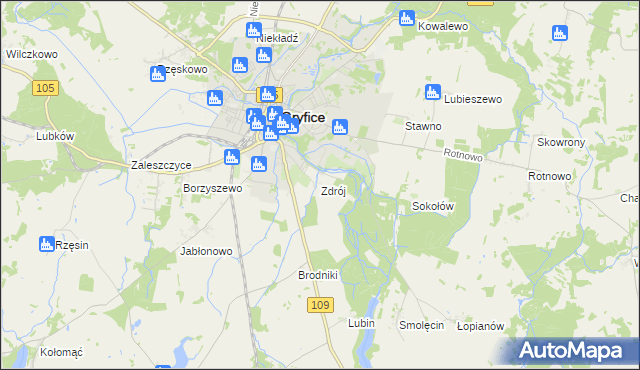 mapa Zdrój gmina Gryfice, Zdrój gmina Gryfice na mapie Targeo