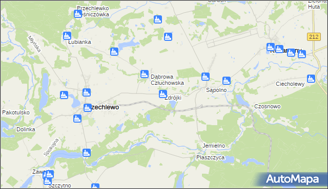 mapa Zdrójki gmina Przechlewo, Zdrójki gmina Przechlewo na mapie Targeo