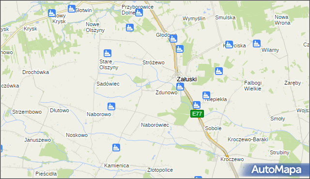 mapa Zdunowo gmina Załuski, Zdunowo gmina Załuski na mapie Targeo