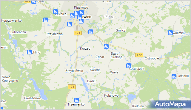 mapa Żdżar gmina Barwice, Żdżar gmina Barwice na mapie Targeo