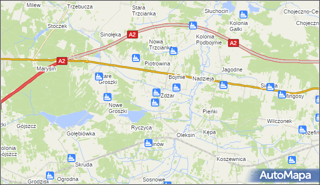 mapa Żdżar gmina Kotuń, Żdżar gmina Kotuń na mapie Targeo