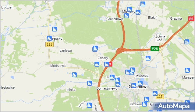 mapa Żdżary gmina Goleniów, Żdżary gmina Goleniów na mapie Targeo