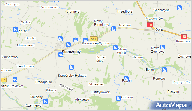 mapa Zdziar Mały, Zdziar Mały na mapie Targeo