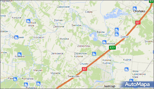 mapa Zdziechów gmina Szydłowiec, Zdziechów gmina Szydłowiec na mapie Targeo