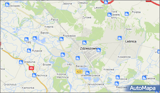 mapa Zdzieszowice, Zdzieszowice na mapie Targeo