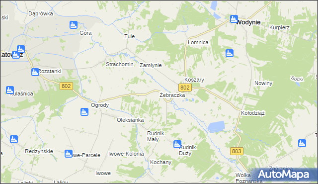 mapa Żebraczka, Żebraczka na mapie Targeo