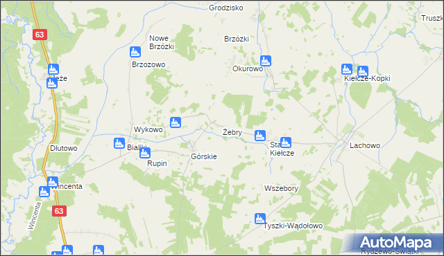 mapa Żebry gmina Kolno, Żebry gmina Kolno na mapie Targeo