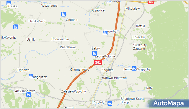 mapa Żebry-Kolonia gmina Śniadowo, Żebry-Kolonia gmina Śniadowo na mapie Targeo